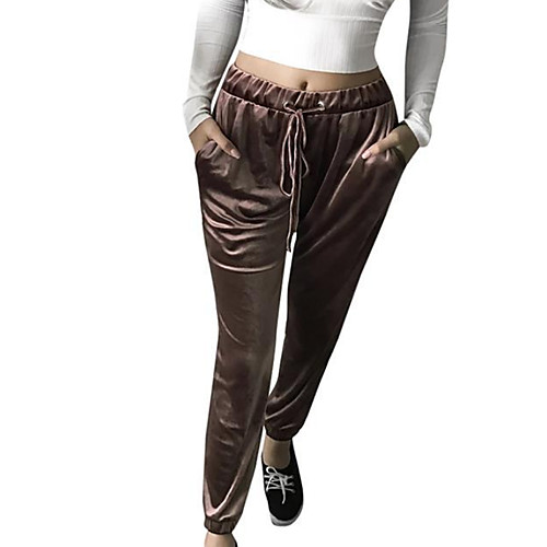

Women's Basic Chinos Pants - Solid Colored Wine S M L
