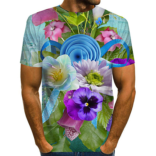 

Men's Geometric 3D Print T-shirt Street chic Exaggerated Daily Going out Rainbow