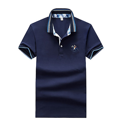 

Men's Solid Colored Animal Embroidered Polo Business Basic Daily Work Purple / Yellow / Army Green / Royal Blue / White / Navy Blue / Gray