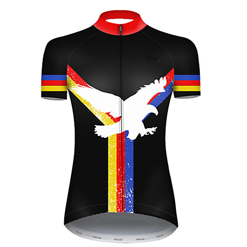 

21Grams Women's Short Sleeve Cycling Jersey Black / Red National Flag Bike Top Mountain Bike MTB Road Bike Cycling Breathable Sports Clothing Apparel / Micro-elastic