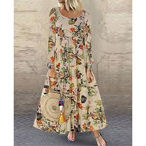 

Women's Mini Sundress Dress - Long Sleeve Print Summer Casual 2020 Black Fuchsia Orange Green S M L XL XXL XXXL XXXXL XXXXXL