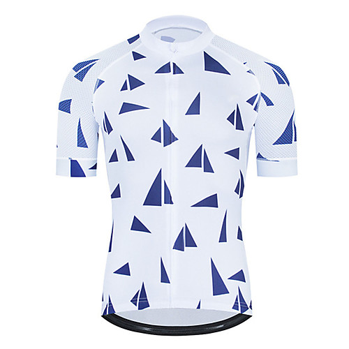 

21Grams Men's Short Sleeve Cycling Jersey Blue / White Bike Jersey Top Mountain Bike MTB Road Bike Cycling UV Resistant Breathable Quick Dry Sports Clothing Apparel / Stretchy