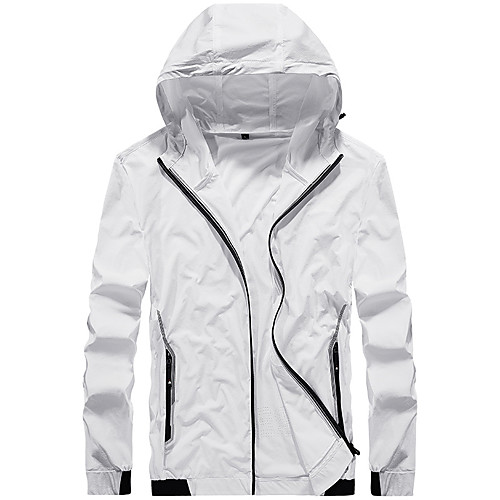 

Men's Hiking Jacket Outdoor Windproof Breathable Quick Dry Ultraviolet Resistant Top Elastane Single Slider Fishing Climbing Beach White / Grey / Blue