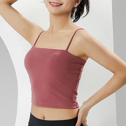 

Women's Yoga Top Bra Top Split Removable Pad Solid Color Light Green Light Purple Fuchsia White Black Elastane Yoga Running Dance Vest / Gilet Bra Top Sleeveless Sport Activewear Breathable Quick Dry