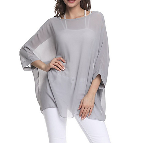 

Women's Solid Colored Mesh T-shirt Daily Gray