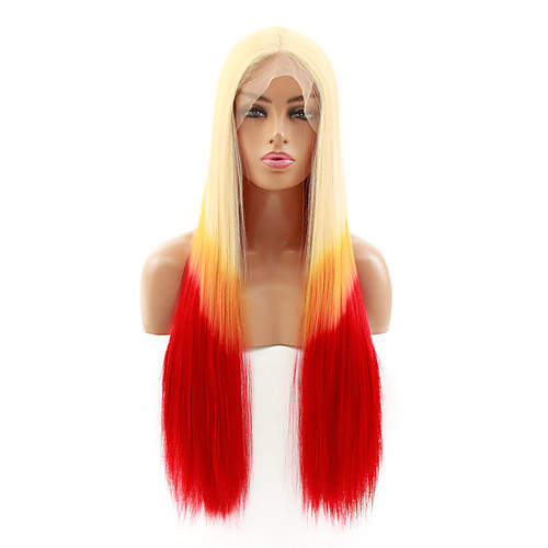 

Synthetic Lace Front Wig Straight Kardashian Middle Part Lace Front Wig Long Ombre Blonde Synthetic Hair 22-26 inch Women's Heat Resistant Women Hot Sale Blonde Ombre / Glueless