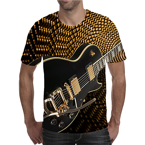 

Men's Holiday Going out Street chic / Exaggerated T-shirt - Geometric / Color Block / 3D Print Rainbow