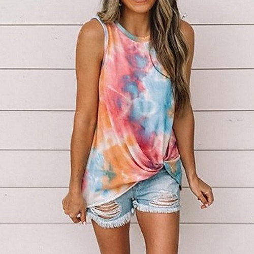 

Women's Daily Tank Top - Floral Print Wine