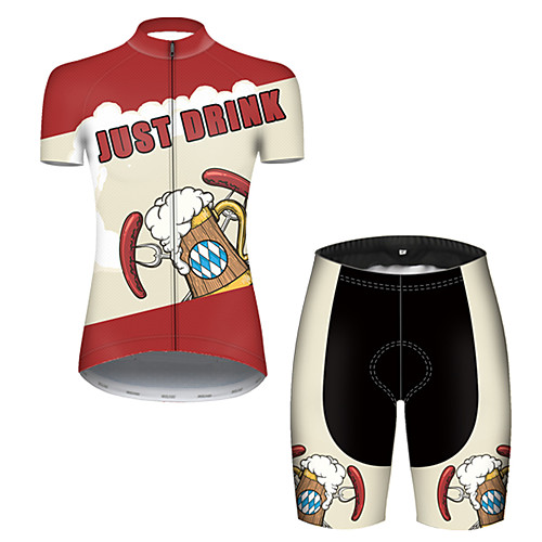 

21Grams Women's Short Sleeve Cycling Jersey with Shorts Black / Red Oktoberfest Beer Bike Breathable Sports Patterned Mountain Bike MTB Road Bike Cycling Clothing Apparel / Stretchy