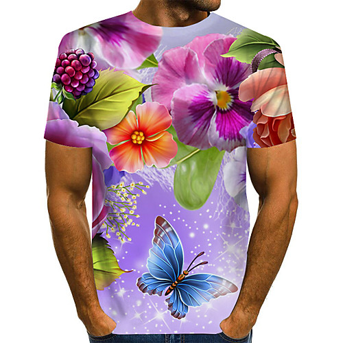 

Men's Geometric 3D Print T-shirt Street chic Exaggerated Daily Going out Rainbow