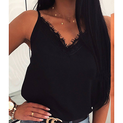 

Women's Solid Colored Tank Top Daily White / Black