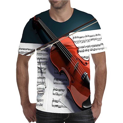 

Men's Holiday Going out Street chic / Exaggerated T-shirt - Geometric / Color Block / 3D Print Rainbow
