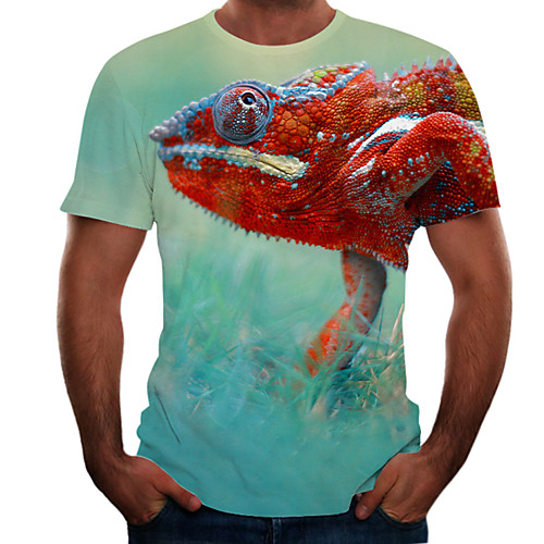 

Men's Graphic Animal T-shirt Basic Elegant Daily Going out Green