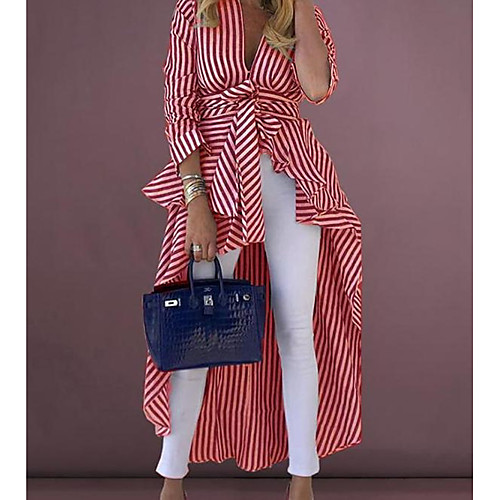 

Women's Striped Shirt Daily Blue / Red