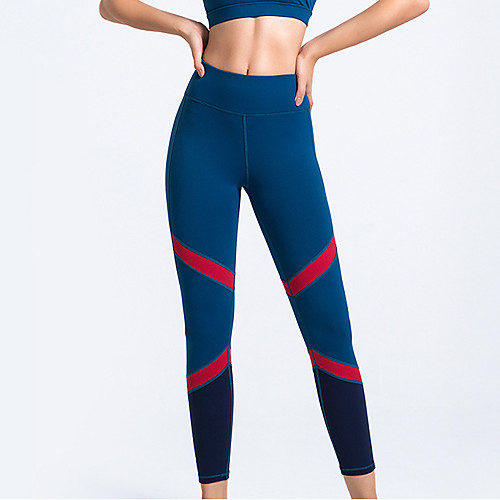 

Women's High Waist Yoga Pants Winter Patchwork Black Blue Royal Blue Running Fitness Gym Workout Tights Leggings Sport Activewear Breathable Moisture Wicking Butt Lift Tummy Control High Elasticity