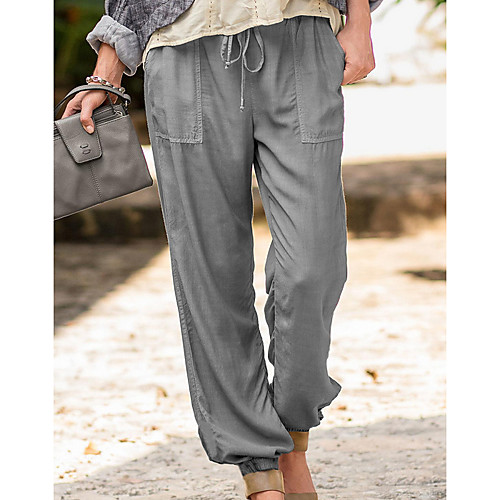 

Women's Basic Chinos Pants - Solid Colored Black Blue Khaki S M L
