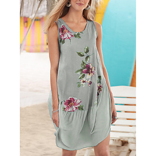 

Women's Sheath Dress - Sleeveless Floral Summer Elegant 2020 Blue Red Green Gray S M L XL XXL XXXL XXXXL XXXXXL