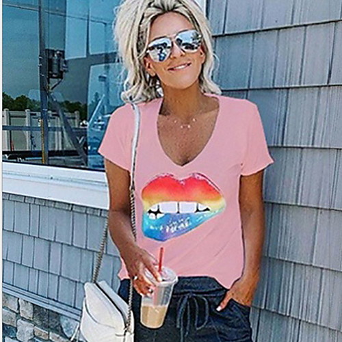 

Women's 3D T-shirt Daily White / Black / Blue / Yellow / Blushing Pink