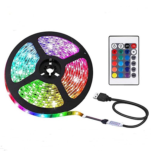 

LED Strip Lights RGB Tiktok Lights Black PCB TV Backlight Kit Computer Case LED Light 1M Multi-Colour 60leds Flexible 5050 USB with 5v USB Cable and Mini Controller for TV/PC/Laptop Background Lightin