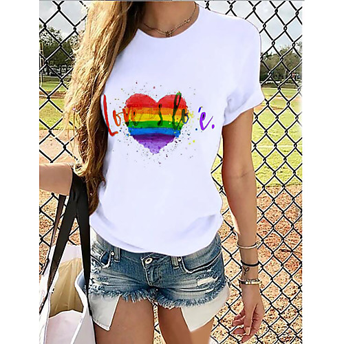 

Women's Rainbow Graphic Love Wins Print T-shirt Basic White