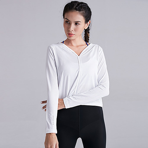 

Women's Running Shirt Yoga Top Solid Color GrayGreen White Grey Rose Red Elastane Yoga Running Fitness Tee / T-shirt Long Sleeve Sport Activewear Breathable Quick Dry Comfortable Stretchy