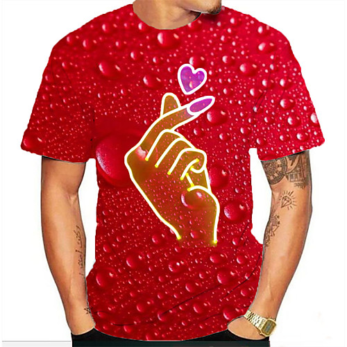 

Men's Graphic 3D Print Print T-shirt Basic Daily Red