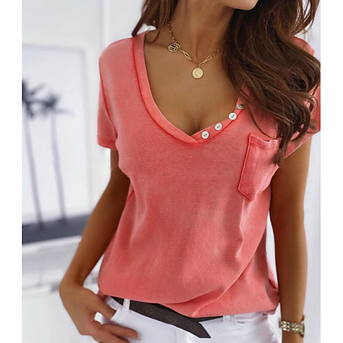 

Women's Solid Colored T-shirt Daily Red / Khaki / Gray