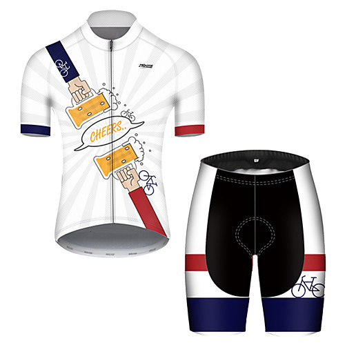 

21Grams Men's Short Sleeve Cycling Jersey with Shorts Black / White Oktoberfest Beer Bike Breathable Sports Patterned Mountain Bike MTB Road Bike Cycling Clothing Apparel / Stretchy