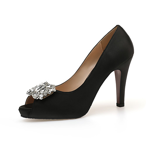 

Women's Heels 2020 Fall / Spring & Summer Stiletto Heel Peep Toe Daily Party & Evening Rhinestone Satin White / Black / Blue