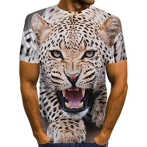 

Men's Daily Basic T-shirt - 3D / Animal Print Light Brown