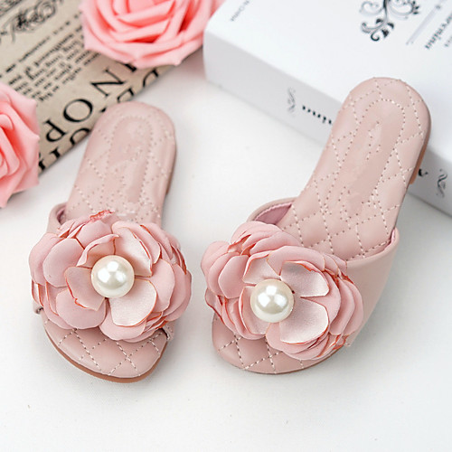 

Girls' Comfort / Flower Girl Shoes Microfiber Slippers & Flip-Flops Little Kids(4-7ys) / Big Kids(7years ) Walking Shoes Bowknot / Pearl Pink / Ivory Spring / Summer