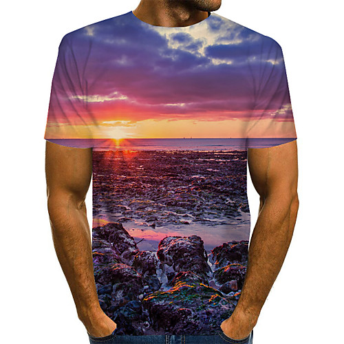 

Men's Daily Basic / Exaggerated T-shirt - 3D Rainbow