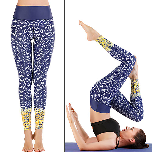 

Women's Yoga Pants Winter 3D Print Blue Running Fitness Gym Workout Tights Leggings Sport Activewear Moisture Wicking Soft Butt Lift Tummy Control Stretchy Skinny