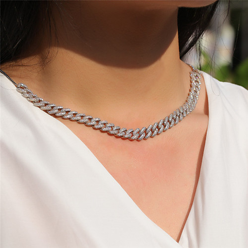 

Women's AAA Cubic Zirconia Necklace Cuban Link Luxury Classic Trendy Fashion Copper Blushing Pink Gold Silver 60 cm Necklace Jewelry 1pc For Anniversary Party Evening Formal Prom Festival