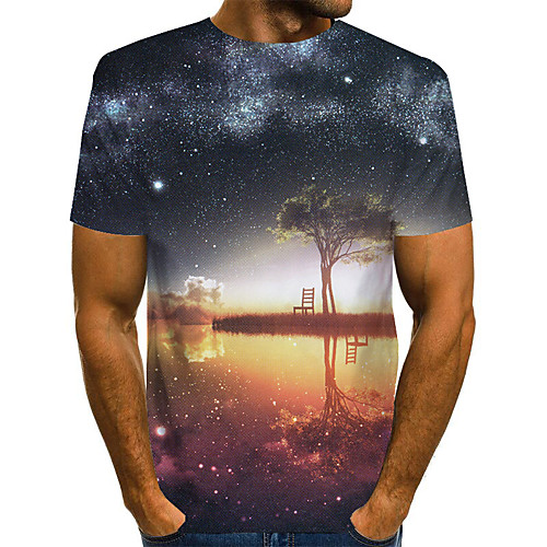 

Men's Daily Going out Basic / Street chic T-shirt - Geometric Print Dark Gray
