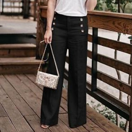 

Women's Basic Chinos Pants - Solid Colored Black Khaki Green S M L