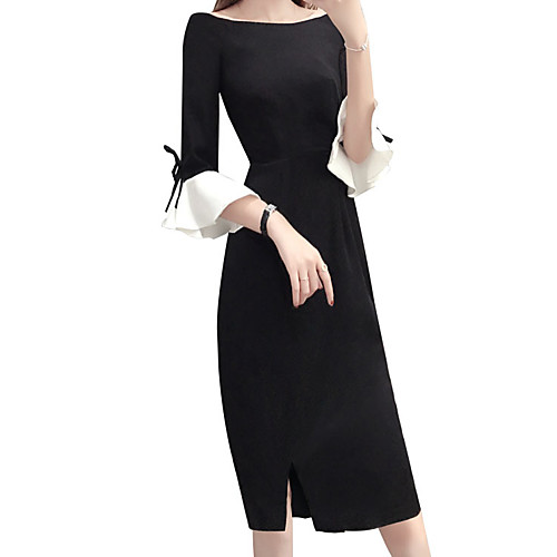 

Women's 2020 Black Summer Fall Dress Casual Holiday Going out A Line Solid Color Split M L