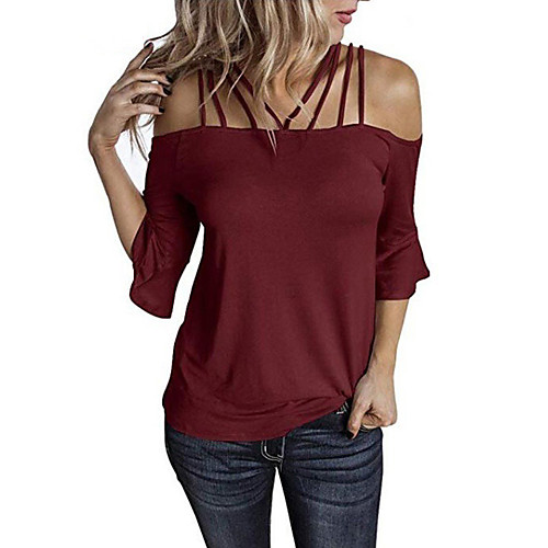 

Women's Daily Blouse - Solid Colored Wine