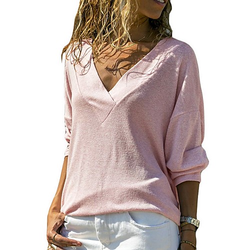 

Women's Daily T-shirt - Solid Colored Blushing Pink