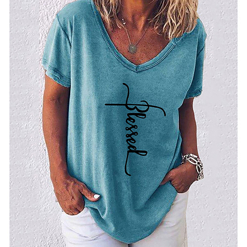 

Women's Letter T-shirt Daily White / Black / Blue / Blushing Pink / Army Green / Gray