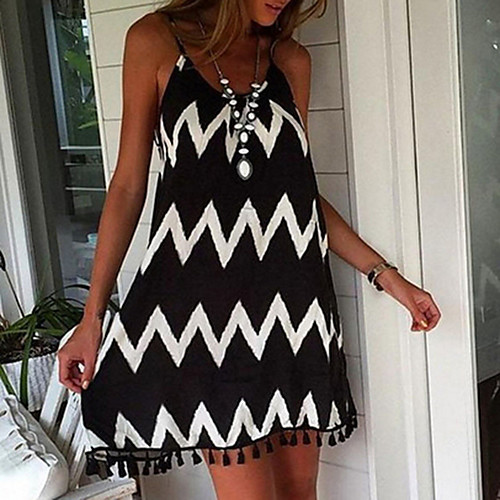 

Women's Black Dress Elegant Sheath Geometric Strap S M Slim