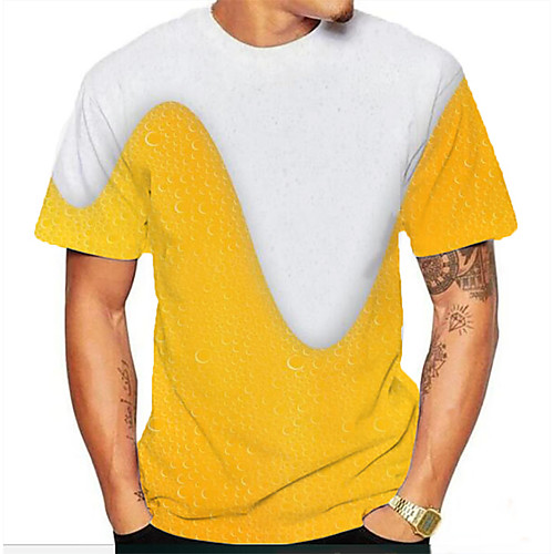 

Men's Graphic 3D Print Print T-shirt Basic Daily Yellow