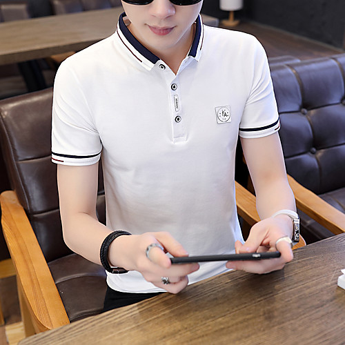 

Men's Solid Colored Polo Basic Elegant Daily Work White / Blushing Pink / Light Green / Navy Blue / Gray