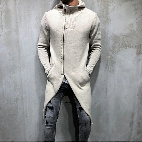 

Women's Solid Colored Long Sleeve Cardigan Sweater Jumper, Hooded Beige S / M / L