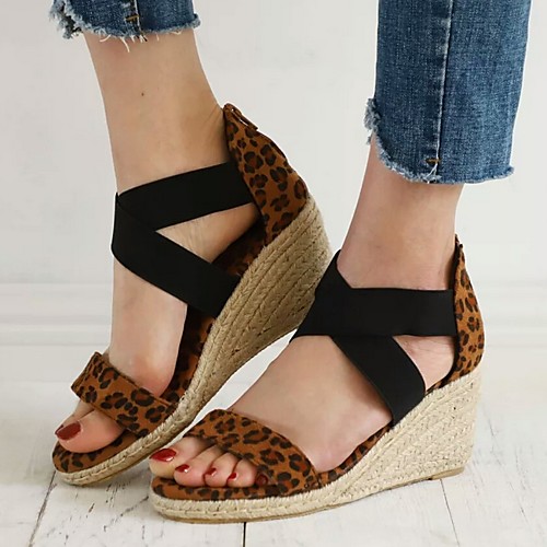 

Women's Sandals Summer Wedge Heel Open Toe Daily PU Brown / Beige