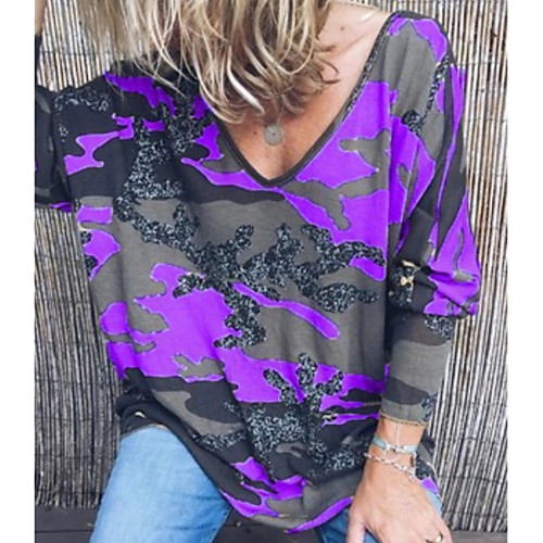 

Women's Geometric T-shirt Daily Black / Blue / Purple / Red / Yellow