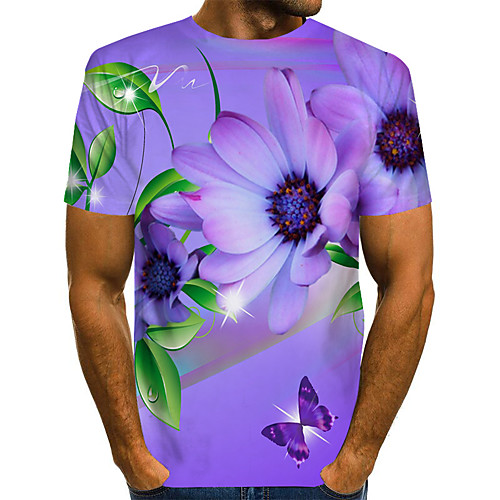 

Men's Geometric 3D Print T-shirt Street chic Exaggerated Daily Going out Rainbow