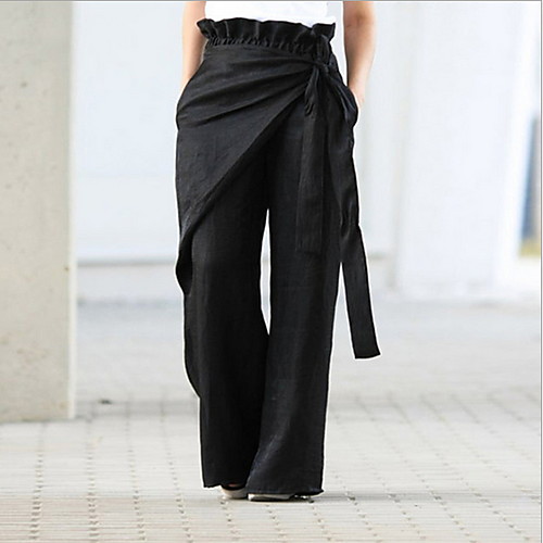 

Women's Basic Wide Leg Pants - Solid Colored Black S M L