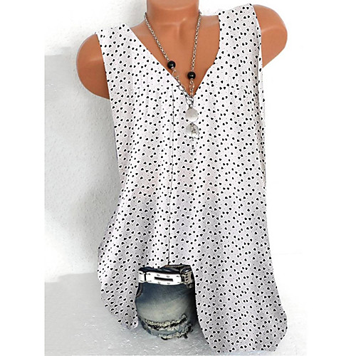 

Women's Polka Dot T-shirt - Print V Neck Daily White Navy Blue S M L XL 2XL 3XL 4XL