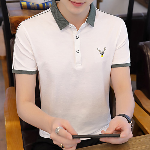 

Men's Solid Colored Polo Basic Elegant Daily Work White / Blue / Army Green